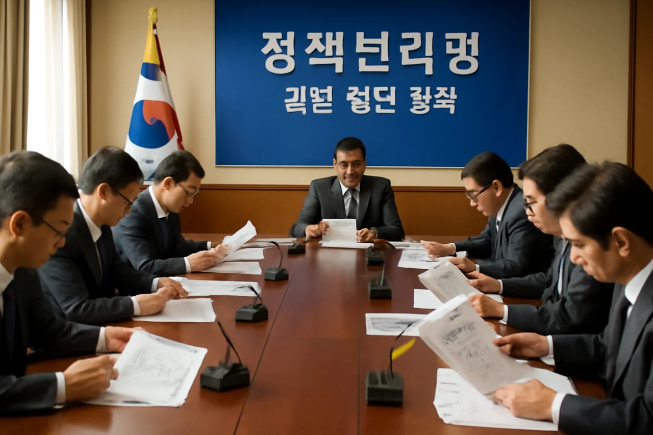 정책 발표 회의실 장면 / AI 생성 이미지